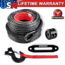 SPARKWHIZ Synthetic Winch Rope Cable Kit 26500LBS 3/8"x100FT Winch Line Cable US