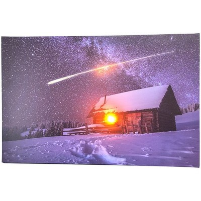 infactory Animiertes LED-Wandbild ''Haus mit Sternschnuppe'', 38 x 58 cm