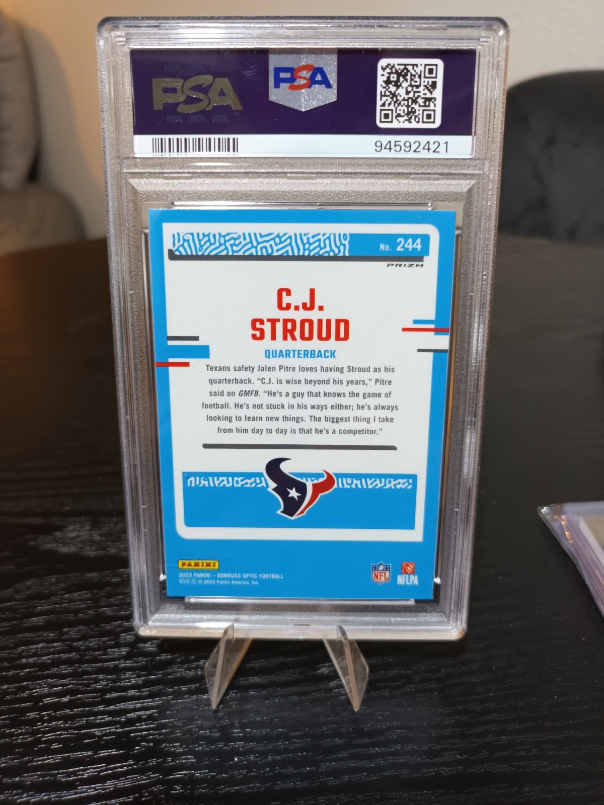 2023 Panini Donruss Optic C.J. Stroud Holo Prizm RC Rated Rookie #244 PSA 10 view 2