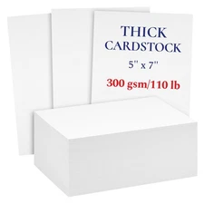 200 Sheets 5x7 110 lb/300 GSM Cover Thick Cardstock (White)