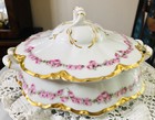 Haviland France Pink Roses 9" Round Double Gold Covered Handled Serving Dish — photo 2