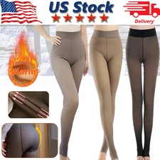 Women Thermal Warm Thick Velvet Pants Warm Fleece Lined Leggings Trousers Slim