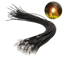 50pcs Clear 4mm 16V 70mA Mini Pre-Wired Grain of Wheat Bulbs Warm White