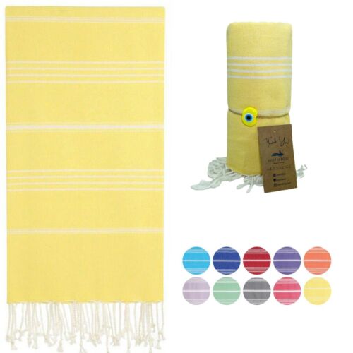 Lina Set of 6 Turkish Beach Towel (38"x71") Prewashed for Soft Feel Cotton - Picture 4 of 12