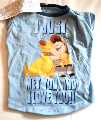 UP Russell & Dug I Just Met You & I Love You PET T-SHIRT Size Medium Disney VHTF