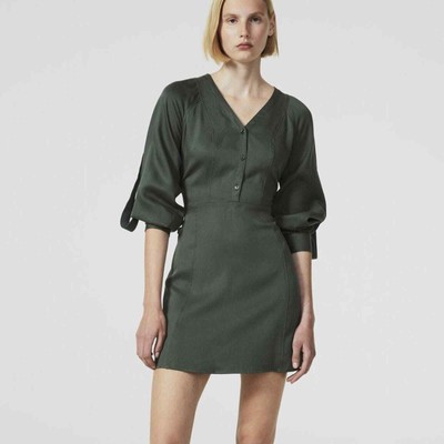 NWT Rodebjer Ali Ivy Green 3/4 Sleeve Button Bust Loose Fit Dress Sz M |  eBay