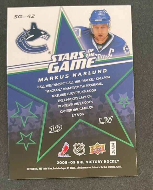 Markus NASLUND 2008-09 Upper Deck Victory Stars on Ice #SG