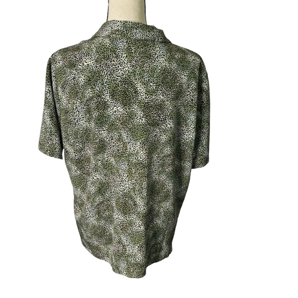 Blusa Liz Baker Feminina Tamanho 14 Verde Manga Curta Leve com Botões - Imagem 4 de 4