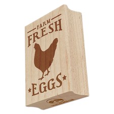 Farm Fresh Eggs Chicken with Hen and Stars Rectangle Rubber Stamp for Stamping