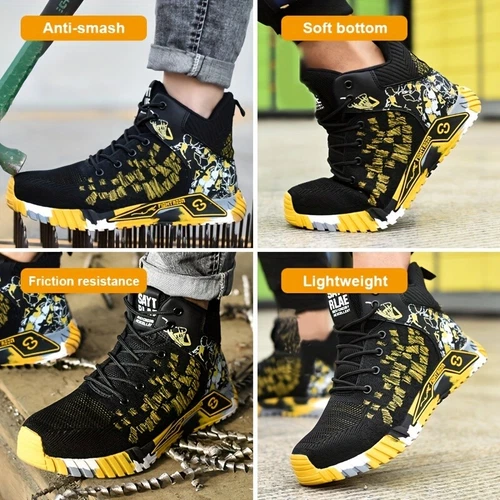 Men's Lightweight Breathable Safety Work Boots Resistant Steel Toe Shoes Sneaker - Picture 6 of 35