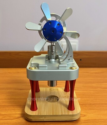 Hot Air Fan Stirling Engine Model Vertical Cylinder Generator Motor Kid Toy Gift