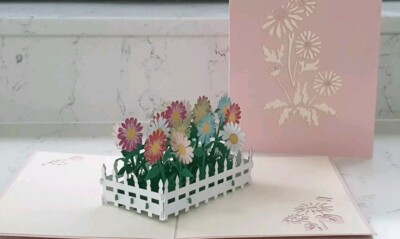 Schöne 3D Pop Up Frühling Garten Karte.(Muttertag, Geburtstag, Gesund werden, Danke 