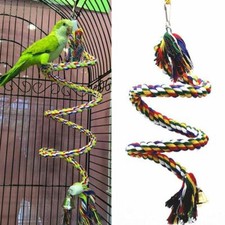 Parrot Chew Rope Climbing Rope Bell  Bird Perch Coil Swing Cockatiel Cage Toy