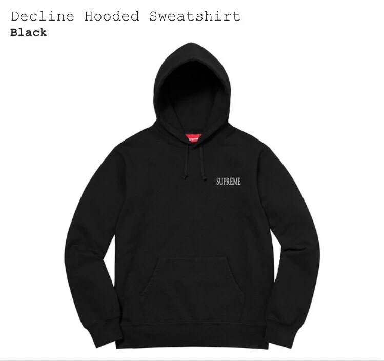 Sweat à capuche Supreme Decline noir blanc FW 17 neuf avec étiquette taille L