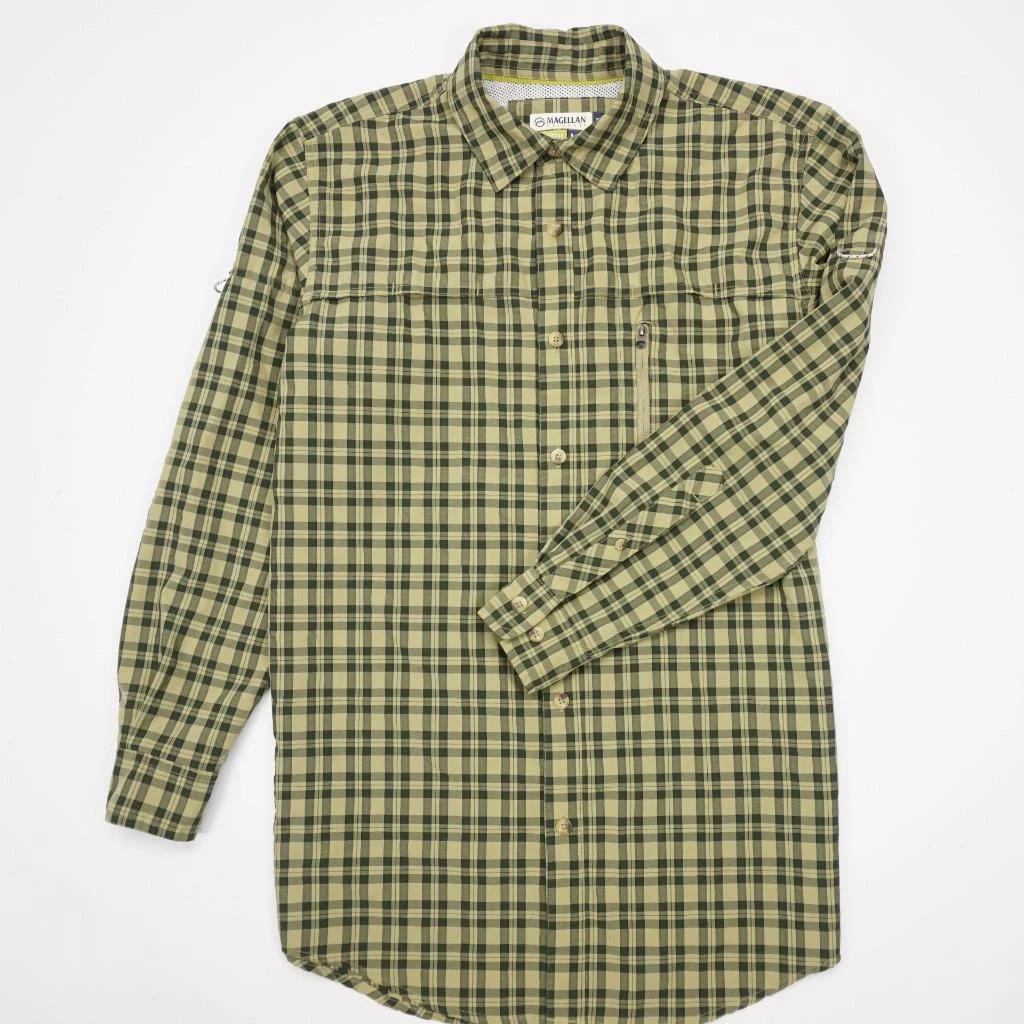MAGELLAN Vented Loose Fit Mag Wick Button Front Hiking Fishing Shirt Mens S