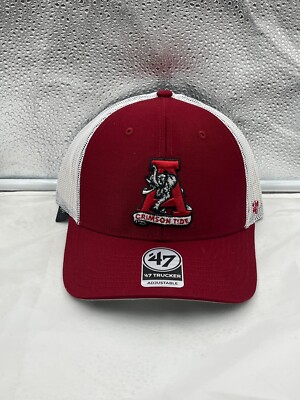Alabama Crimson Tide Throwback NCAA '47 Brand Red Trucker Adjustable Mesh  Hat