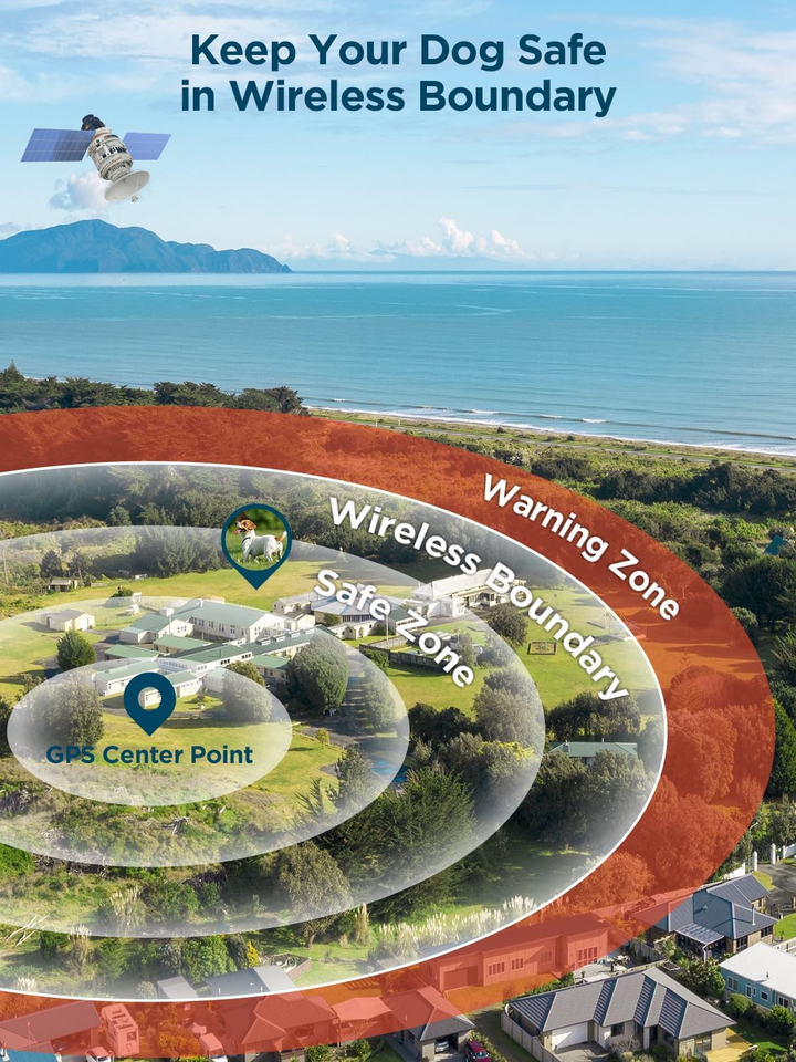 GPS Wireless Dog Fence,Outdoor Use Pet Containment System with AI Smart