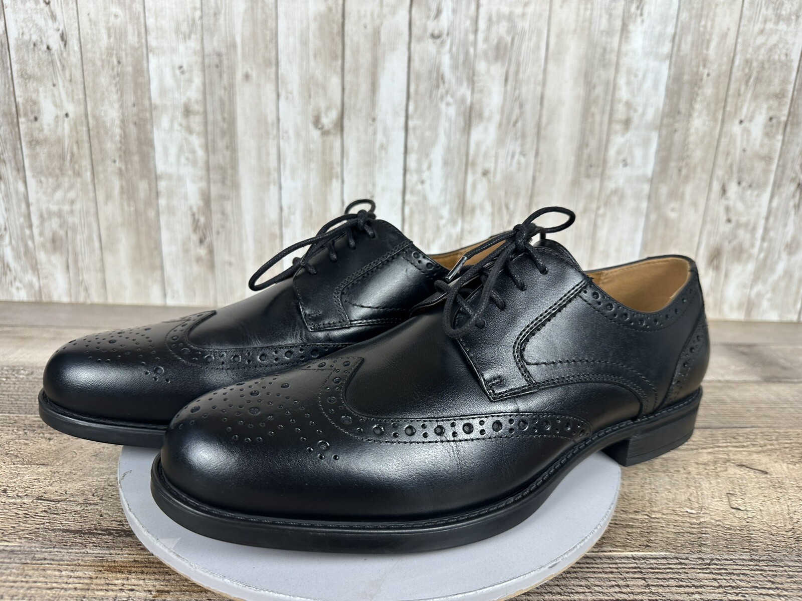 SAOLA Scarpe eleganti da uomo Florsheim Comfortech derby in pelle nera con punta alare taglia 9 D