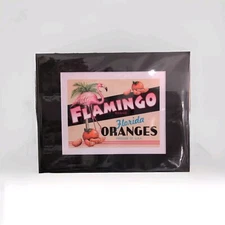 Retro Florida Flamingo Citrus Label Color Matted Wall Art Print Free Ship