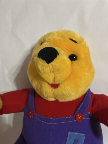 Vintage Winnie The Pooh Purple Overalls Pooh Bear Plush Mattel 1997 12" - Picture 3 of 19