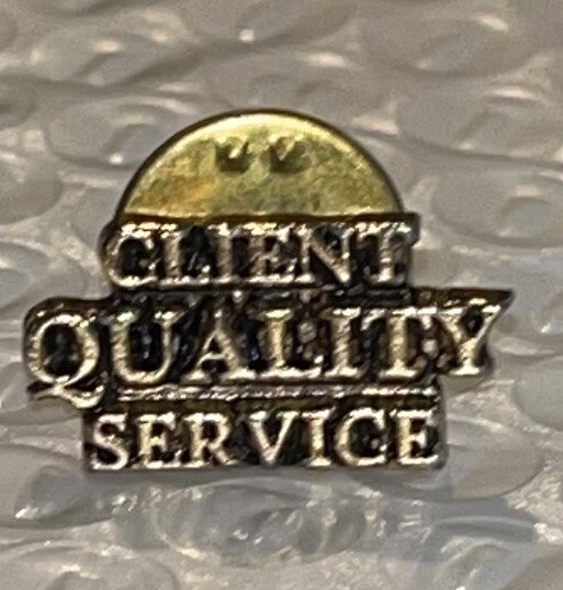 Client Quality Service Tac Pin Gold Tone Metal Lapel, Tie, Customer Service Pin