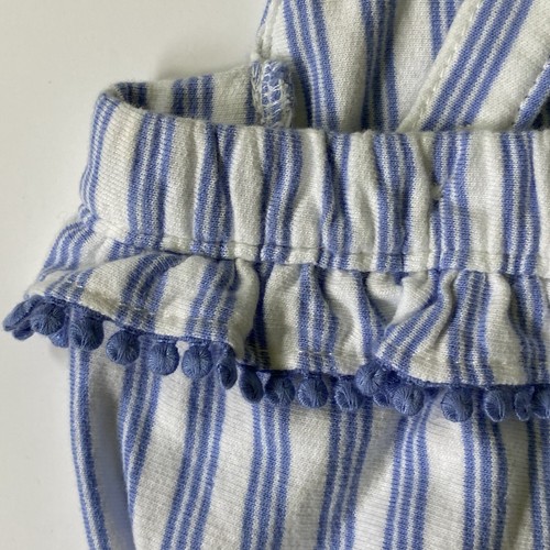 One Piece Romper Size 6 Months Stripes Blue White Baby Girls Ruffles Embroidery - Picture 9 of 16
