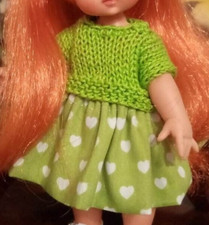 Gonna e top coordinato verde mela per bambole mini Furga L, Eva, Pablita & C.