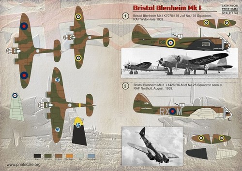 Print Scale 48-081 Decal airplane 1:48 Bristol Blenheim The complete set 2 leaf - Picture 7 of 24