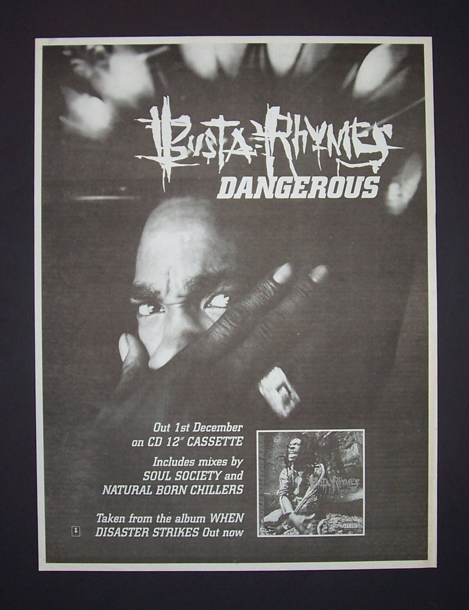☆Busta Rhymes☆ Hiphop Vintage Poster Busta Rhymes 2000 Anarchy promotional poster Very Good ++