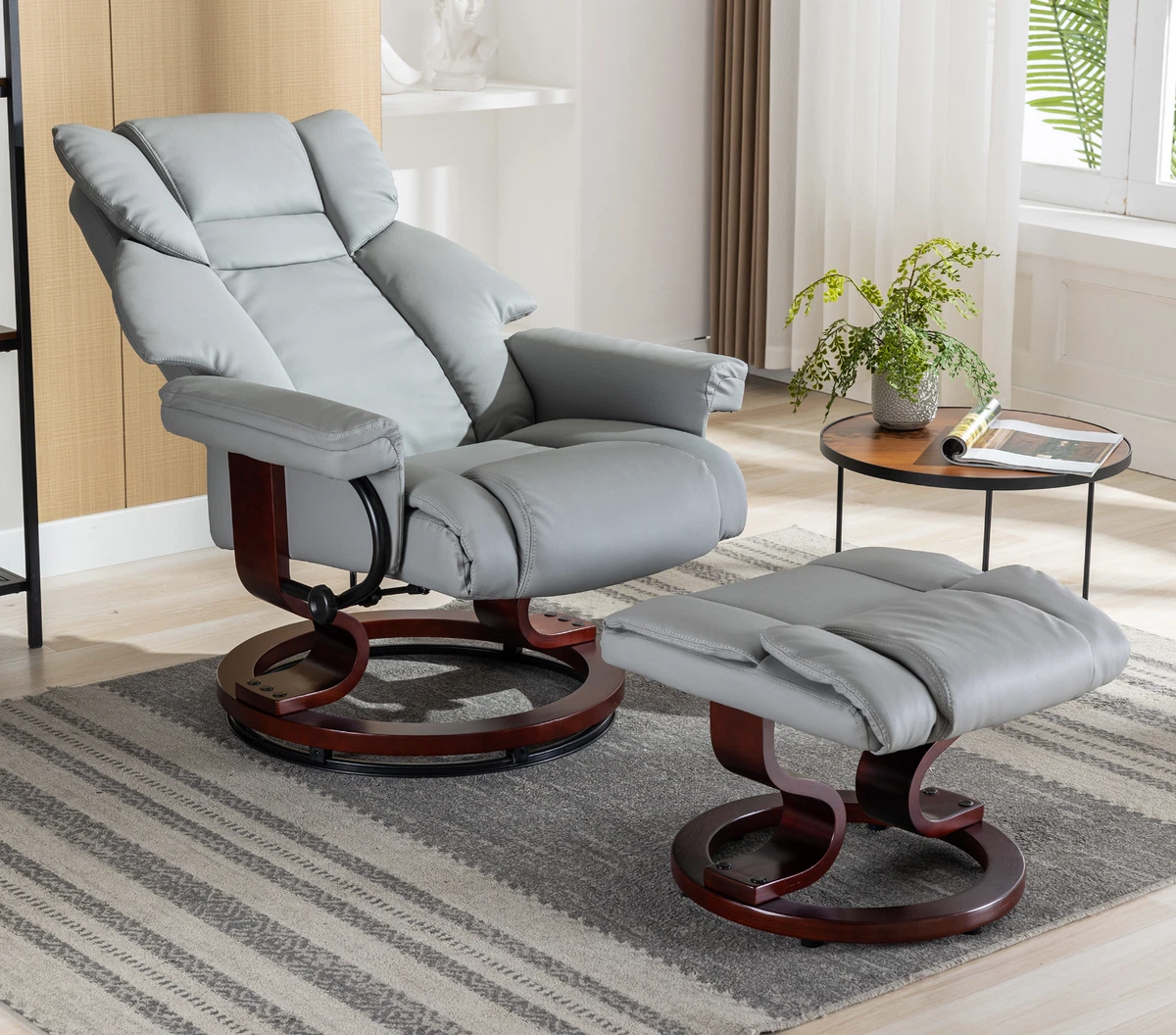 Leather Recliner Chair Armchair Lounge Swivel Sofa Chair W
