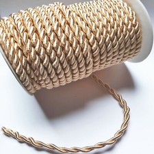 Satin Twisted Trim Barley Braid Cord Rope 6mm - 17 Colours- 1m - Upholstery Xmas