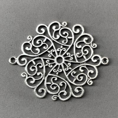 Large Mandala 2 Loop Links 60x50mm Antique Silver Plated Alloy Q2 Per Pkg