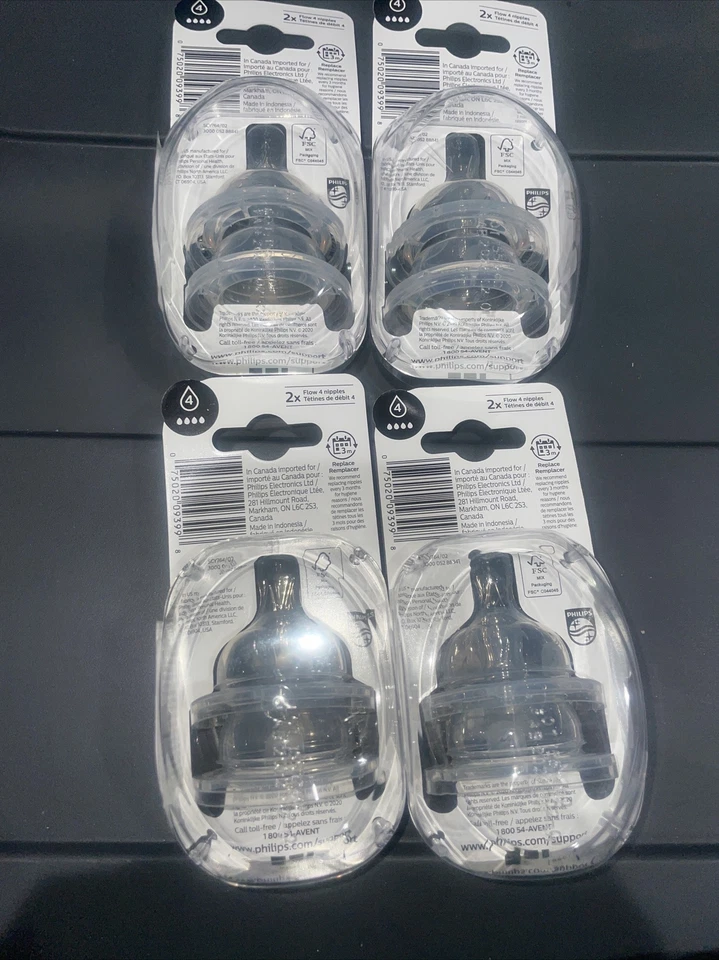Philips Avent Anti-Colic Lot Of 4 ~ 2Ct Total Of 8 Baby Bottle Fast Flow Nipple  - Image 2 of 2