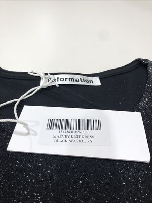 Reformation Black Sparkle Maevry Knit Dress Small | eBay