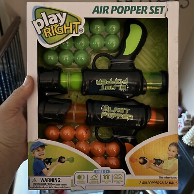   Play Right Air Popper    Toy Set 2 Air Popper Guns & 36 Balls -  