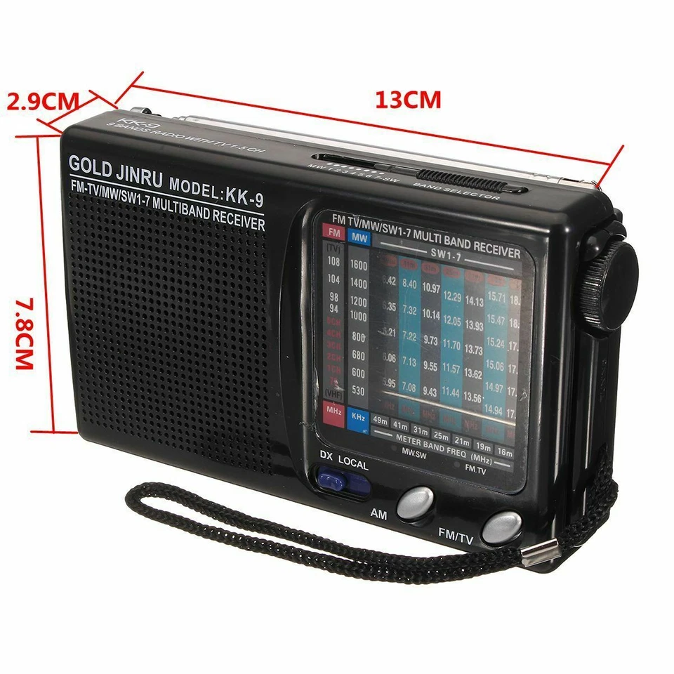 Mini Portable Full Band Stereo AM/FM/MW/SW/LW Radio Receiver Speaker Alarm Clock - Image 2 of 4