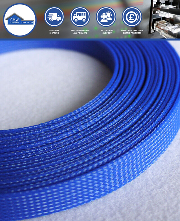 Coloured Braided Cable Sleeving Sock Expandable Sheath Wire Harness