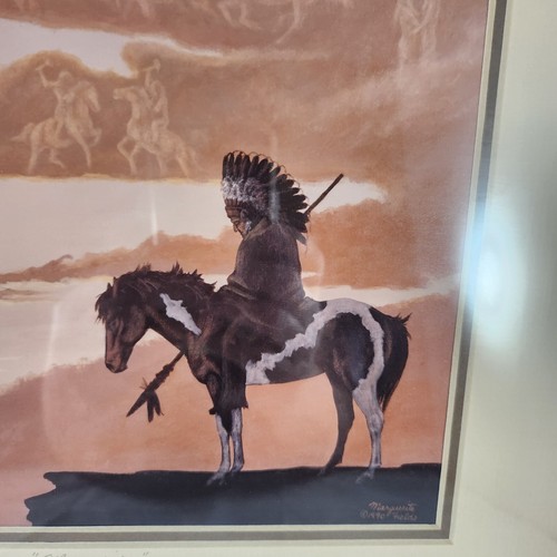 "Memories" lithograph picture by Marguerite Fields 1990 141/950 Native horse - Picture 2 of 5