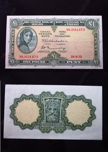 Ireland £1 Pound 1972 P64 h1473 Eire Banc Ceannais na hÉireann Banknote Money