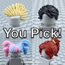 LEGO Minifigure Hair Pieces – Short, Long, Curly, Spiky, and More Styles