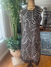 TORY BURCH LEAF PRINT BROWN WHITE DRESS SIZE 8 (DR300