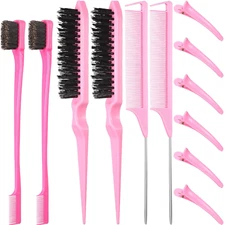 Remerry 12 Pieces Hair Brush Set, Nylon Teasing Hair Brushes 3 Row Salon Teasing