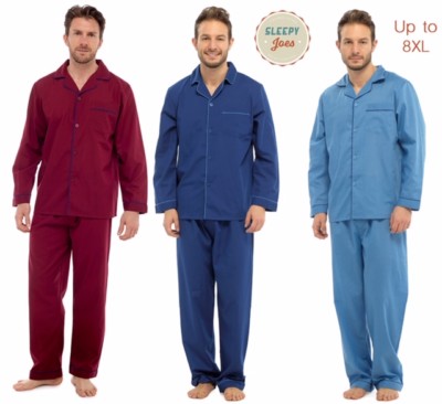 Herren Easy Iron Big Plus Size Baumwollmischung Trachten Pyjama Schlafanzug Set Größe bis 8XL