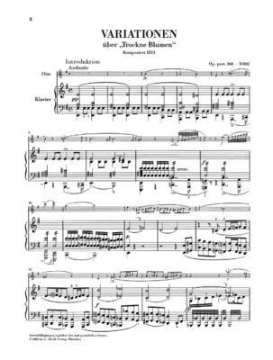 Franz Schubert Variations on Trockne Blumen in E minor, Op. Posth. 160, D 802 Re