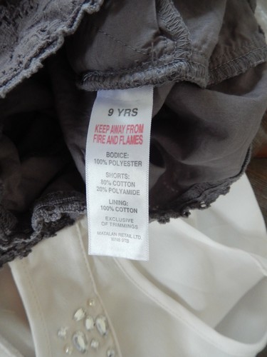 Playsuit, Grey Heavy Lace Shorts, White Beaded Collar Top, 9 years Made with Lov - Picture 4 of 7