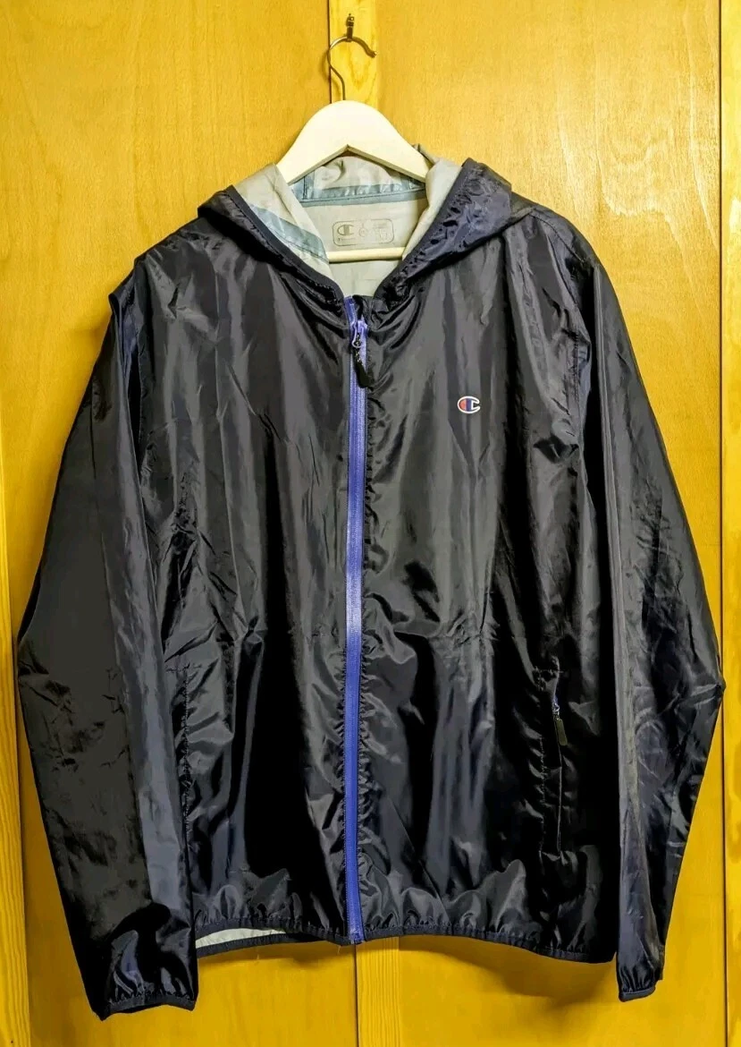 Men's CHAMPION Windbreaker Style Jacket. Blue. XXL