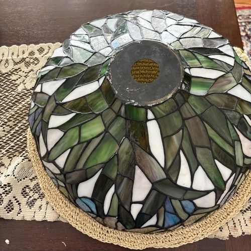 Tiffany Style Large Dragonfly Stained Glass Round Lamp Shade Multicolor Vintage