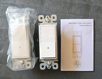 Iluminated 3-way Light Switches (1 Pair) On/Off Switch/Night Light - Open Box