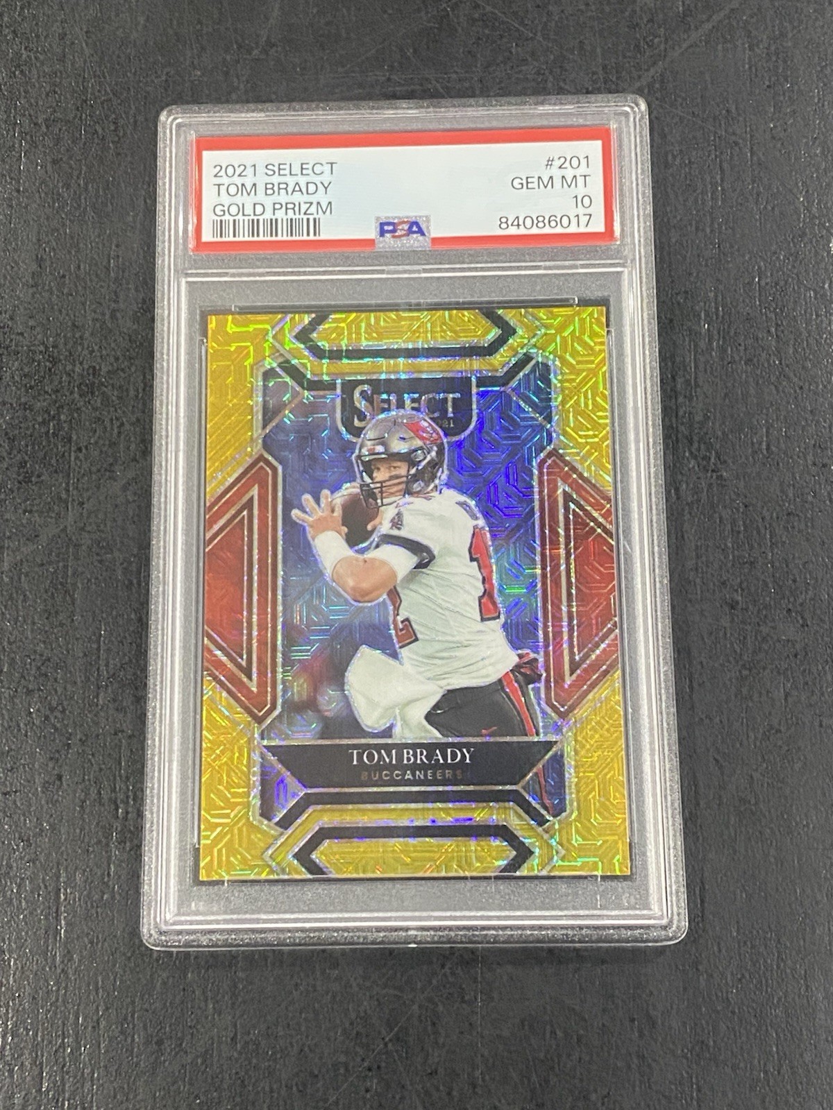 2021 Panini Select Tom Brady Club Level Gold Prizm /10 PSA 10 Gem Mint #201