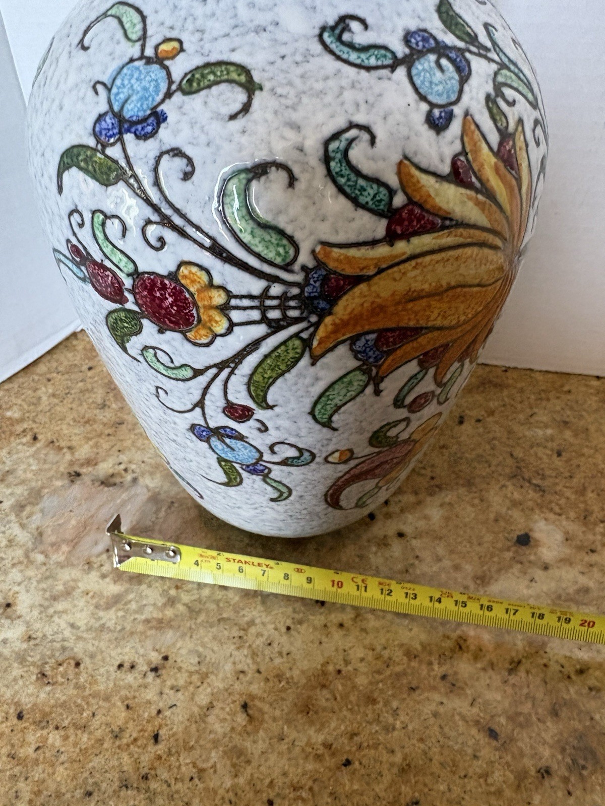Italian Art /Pottery Vase /440/25 Textured Floral 10” /Italy: Mint | eBay